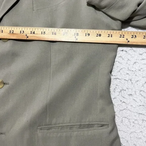 Nautica Men's 42 Regular 100% Silk Sage Green/Gray Suit Jacket Sport Coat 42R - Picture 9 of 15